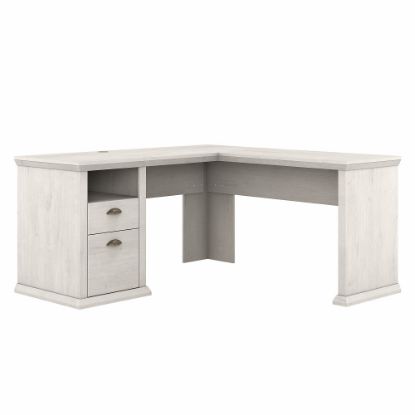 Picture of Bush Business Furniture Yorktown 60inW L-Shaped Corner Desk With Storage, Linen White Oak, Standard Delivery