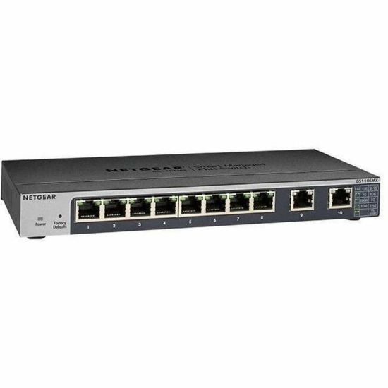 Picture of Netgear GS110EMX Ethernet Switch - 8 Ports - Manageable - Gigabit Ethernet - 1000Base-T - 3 Layer Supported - Twisted Pair - Desktop, Rack-mountable, Wall Mountable - Lifetime Limited Warranty