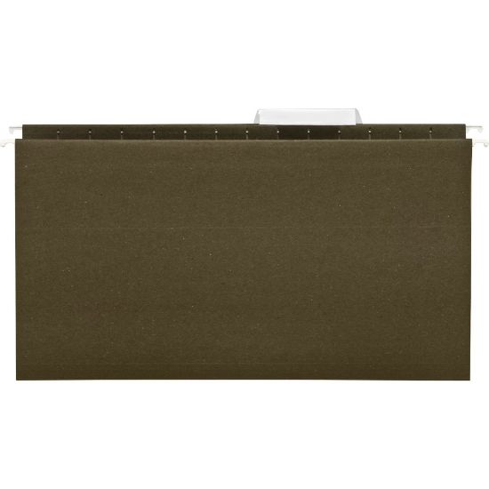 Picture of Business Source 1/3 Tab Cut Legal Recycled Hanging Folder - 8 1/2in x 14in - Poly - Green - 100% Recycled - 25 / Box