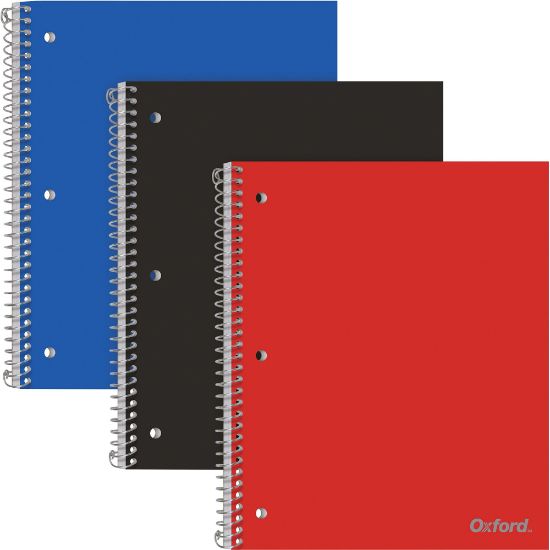 Picture of Oxford Spiralbound Poly Notebooks, 8 1/2in x 10 1/2in, 1 Subject, 100 Sheets, Assorted Colors, Pack Of 3