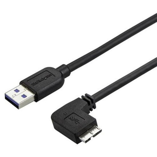 Picture of StarTech.com 1m 3 ft Slim Micro USB 3.0 Cable - M/M - USB 3.0 A to Right-Angle Micro USB - USB 3.1 Gen 1 (5 Gbps) - 3.28 ft USB Data Transfer Cable for Tablet, Hard Drive, Card Reader