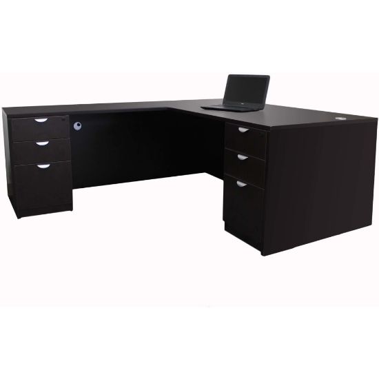 Picture of Boss Office Products Holland Series 71inW Executive L-Shaped Corner Desk With 2 File Storage Pedestals, Mocha