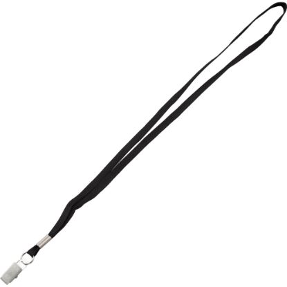 Picture of Advantus Flat Clip Lanyard - 100 / Box - 36in Length - Black - Woven, Metal