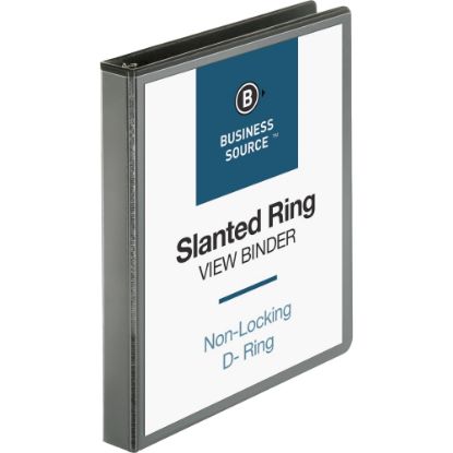 Picture of Business Source Basic View 3-Ring Binder, 1in D-Rings, Black