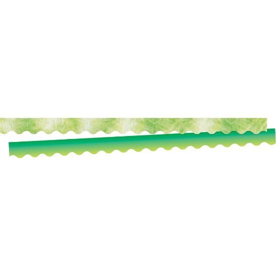 Picture of Barker Creek Double-Sided Scalloped Edge Borders, 2-1/4in x 36, Lime Tie-Dye And Ombre, Pack Of 13 Borders