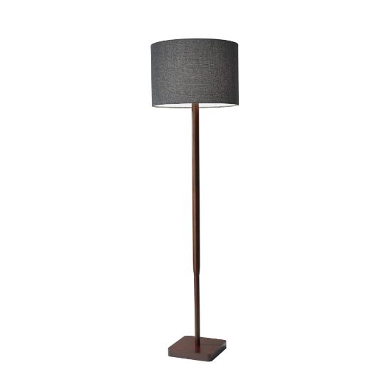 Picture of Adesso Ellis Floor Lamp, 58 1/2inH, Dark Gray Shade/Walnut Base