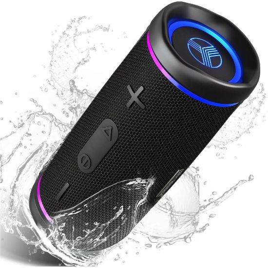 Picture of TREBLAB HD77 - Wireless Bluetooth Speaker - 30W Stereo, 20H Battery, IPX7 Waterproof, TWS Mode, Portable Speaker with RGB Light and Shockproof Body - 80 Hz to 16 kHz - Surround Sound, 360 deg. Circle Sound, TrueWireless Stereo - Battery Rechargeable