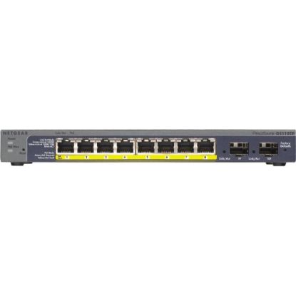 Picture of Netgear ProSafe GS110TP Ethernet Switch - 8 Ports - Manageable - 3 Layer Supported - Modular - 2 SFP Slots - Twisted Pair, Optical Fiber - Desktop, Wall Mountable - Lifetime Limited Warranty