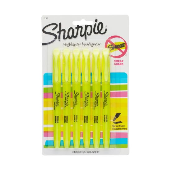 Picture of Sharpie Pocket Style Highlighters, Chisel Tip, Yellow, 6 Count