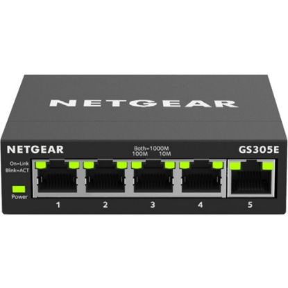 Picture of Netgear GS305E Ethernet Switch - 5 Ports - Manageable - Gigabit Ethernet - 1000Base-T - 2 Layer Supported - Twisted Pair - 1 Year Limited Warranty