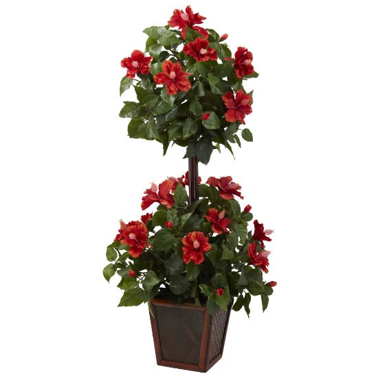 Picture of Nearly Natural 39inH Plastic Double Hibiscus Topiary With Pot