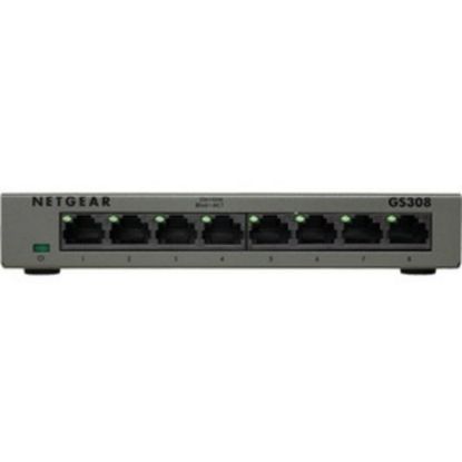 Picture of Netgear GS308 Ethernet Switch - 8 Ports - Gigabit Ethernet - 10/100/1000Base-T - 2 Layer Supported - Twisted Pair - Desktop, Wall Mountable - 3 Year Limited Warranty