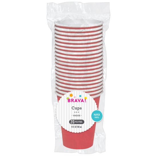 Picture of Amscan 68015 Solid Paper Cups, 9 Oz, Apple Red, 20 Cups Per Pack, Case Of 6 Packs