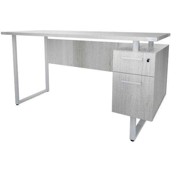 Picture of Safco Mirella SOHO 63inW Writing Desk With Pedestal, White Ash