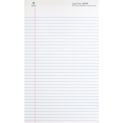 Picture of Business Source Writing Pads - 50 Sheets - 0.34in Ruled - 16 lb Basis Weight - Legal - 8 1/2in x 14in - White Paper - Micro Perforated, Easy Tear, Sturdy Back - 1 Dozen