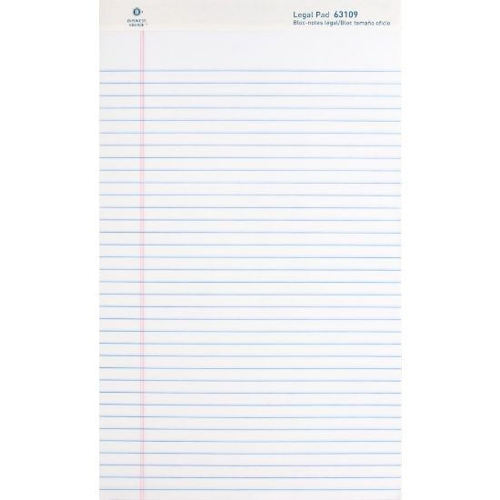 Picture of Business Source Writing Pads - 50 Sheets - 0.34in Ruled - 16 lb Basis Weight - Legal - 8 1/2in x 14in - White Paper - Micro Perforated, Easy Tear, Sturdy Back - 1 Dozen