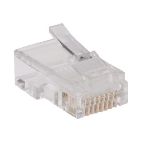 Picture of Tripp Lite RJ45 for Flat Solid / Standard Conductor 4-Pair Cat5e Cat5 Cable 100 Pack - Network connector - RJ-45 (M) - CAT 5e - solid, stranded (pack of 100)