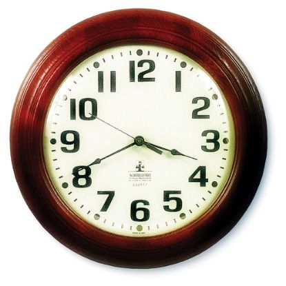 Picture of SKILCRAFT 12in Executive Hardwood Clock, Mahogany Frame (AbilityOne 6645-01-421-6904)