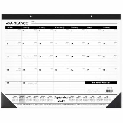 Picture of AT-A-GLANCE Academic 16-Month Monthly Desk Pad, 17in x 22in, Black, September 2022 To December 2023