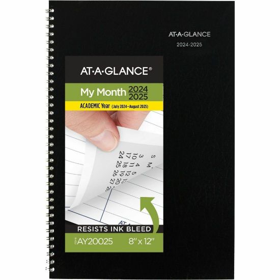 Picture of At-A-Glance DayMinder Monthly Academic Planner - Julian Dates - Monthly - 14 Month - July 2024 - August 2025 - 1 Month Double Page Layout - 8in x 12in Sheet Size - Black - 1 Each