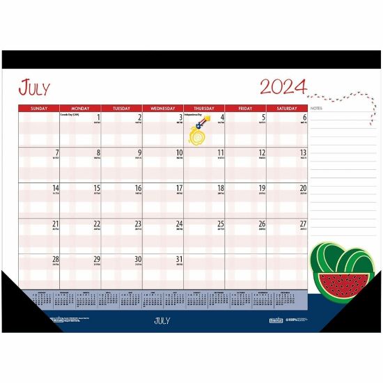 Picture of House of Doolittle Seasonal Holiday Academic Desk Pad, 17in x 22in, Black, July 2022 to June 2023