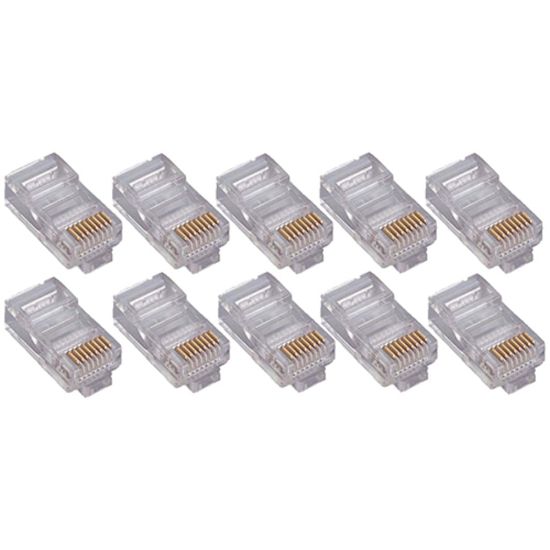 Picture of 4XEM 50 Pack Cat5E RJ45 Modular Ethernet Plugs for Stranded or Solid CAT5E Cable - 50 Pack Modular RJ45 Ethernet ends for Cat5E stranded or solid CAT5E cable - 1 x RJ-45 Male - Gold-plated Contacts