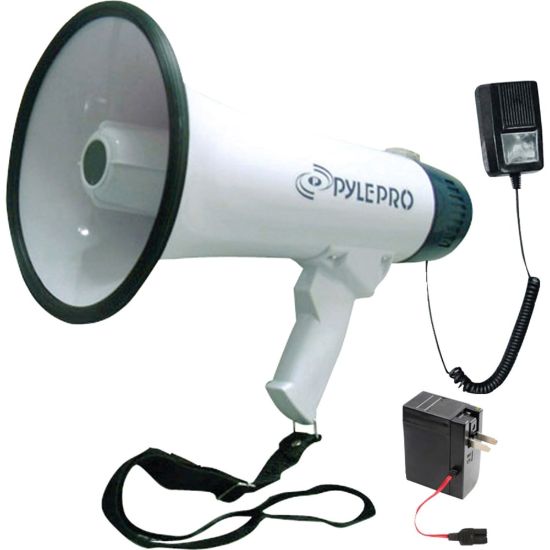 Picture of Pyle Professional 40W Dynamic Megaphone, 9-1/2inH x 8-1/4inW x 13-1/4inD, White