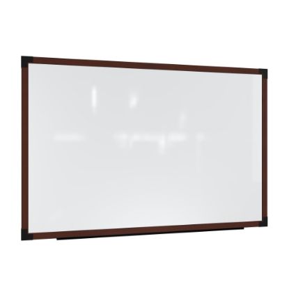 Picture of Ghent Prest Magnetic Dry-Erase Whiteboard, Porcelain, 38-1/4in x 74-1/4in, White, Carmel Oak Wood Frame