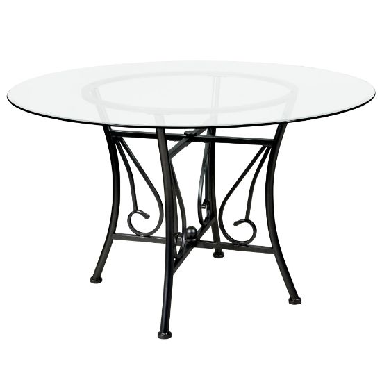 Picture of Flash Furniture Round Glass Dining Table, 29inH x 48inW x 48inD, Clear/Black