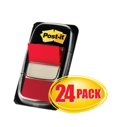 Picture of Post-it Flags, 1in x 1 -11/16in, Red, 50 Flags Per Pad, Pack Of 24 Pads