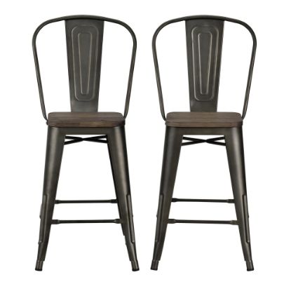 Picture of DHP Luxor Metal Counter Stool, Brown, Set Of 2