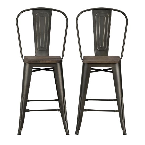 Picture of DHP Luxor Metal Counter Stool, Brown, Set Of 2