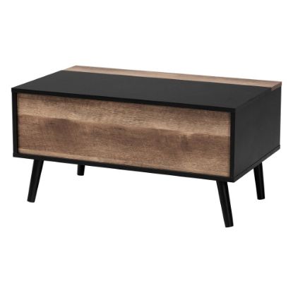 Picture of Baxton Studio Modern And Contemporary 2-Tone Lift-Top Coffee Table With Storage Compartment, 15-3/4inH x 31-1/2inW x 18-15/16inD, Black/Rustic Brown