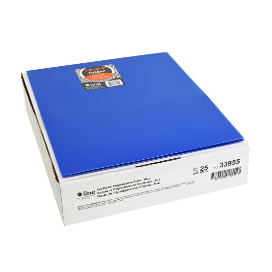 Picture of C-Line 2-Pocket 3-Hole Punch Poly Folders, 8-1/2in x 11in, Blue, Pack Of 25 Folders