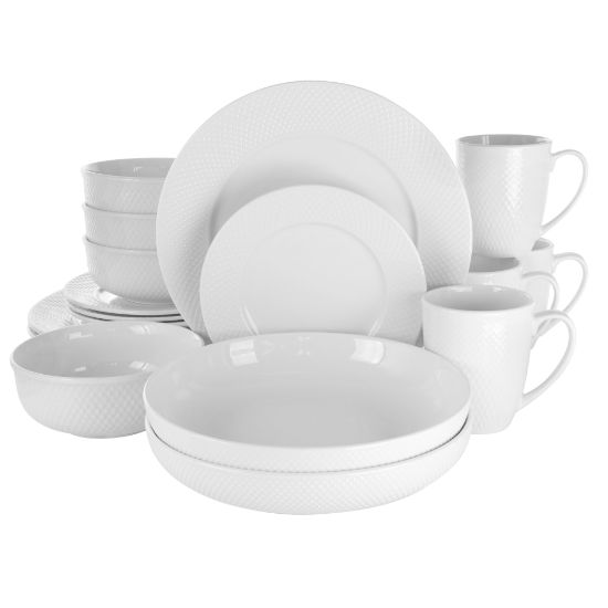 Picture of Elama Maisy 18-Piece Round Porcelain Dinnerware Set, White