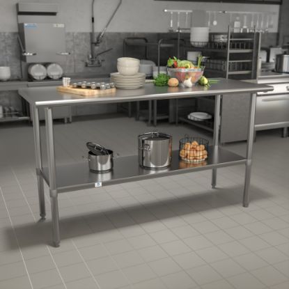 Picture of Flash Furniture Stainless Steel Prep And Work Table, 34-1/2inH x 60inW x 24inD, Silver