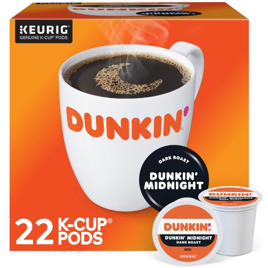 Picture of Dunkin Donuts Midnight Single-Serve Coffee K-Cup, Carton Of 22