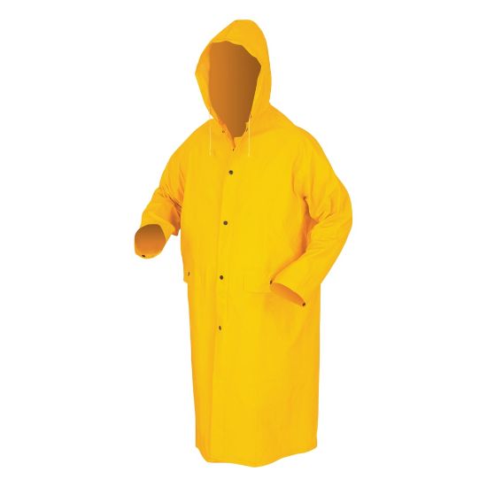 Picture of Classic Rain Coat, Detachable Hood, 0.35 mm PVC/Poly, Yellow, 49 in 2X-Large