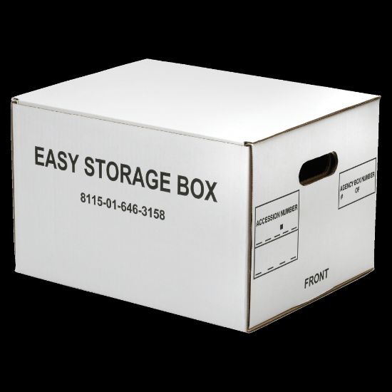 Picture of SKILCRAFT Easy Storage Boxes With Lift-Off Lids, Letter/Legal Size, 12in x 12in x 9 1/2in, White, Case Of 12 (AbilityOne 8115 01 646 3158)