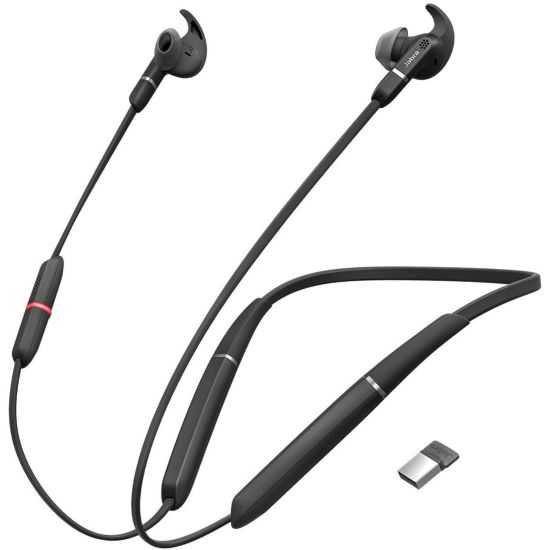 Picture of Jabra EVOLVE 65e UC Earset - Stereo - Wireless - Bluetooth - 98.4 ft - 20 Hz - 20 kHz - Behind-the-neck, Earbud - Binaural - In-ear - Noise Cancelling Microphone - Noise Canceling