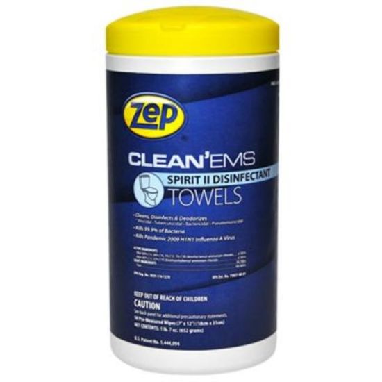 Picture of Zep Clean Ems Spirit II Disinfectant Wipes, 23 Oz, 45 Wipes Per Container, Case Of 6 Containers