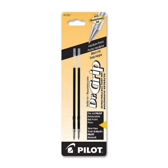 Picture of Pilot Ballpoint Pen Refills, Fits Dr. Grip & All Pilot Retractable Ballpoint Pens, Medium Point, 1.0 mm, Black, Pack Of 2