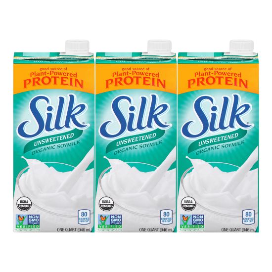 Picture of Silk Unsweetened Organic Soymilk, 32 Oz, Pack Of 3 Cartons