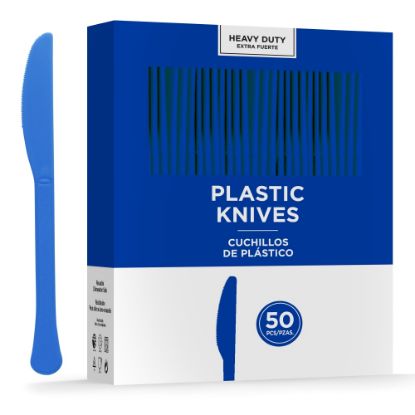 Picture of Amscan 8019 Solid Heavyweight Plastic Knives, Bright Royal Blue, 50 Knives Per Pack, Case Of 3 Packs