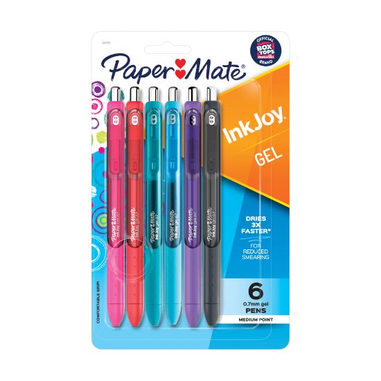 Picture of Paper Mate InkJoy Retractable Gel Pens, Medium Point, 0.7 mm, Assorted Barrel Colors, Assorted Ink Colors, Pack Of 6