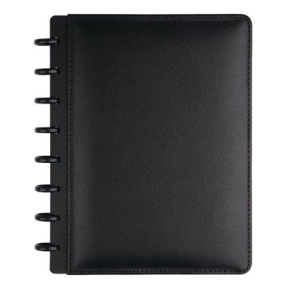 Picture of TUL Discbound Notebook With Leather Cover, Junior Size, Narrow Ruled, 60 Sheets, Black