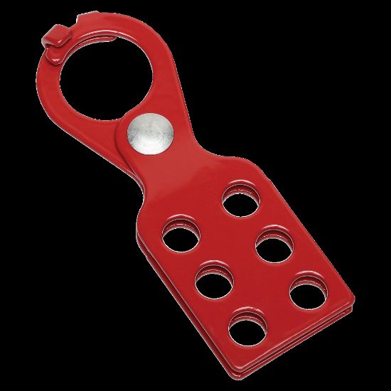 Picture of SKILCRAFT Steel Lockout/Tagout Hasp, 1 1/2in x 5in, Red