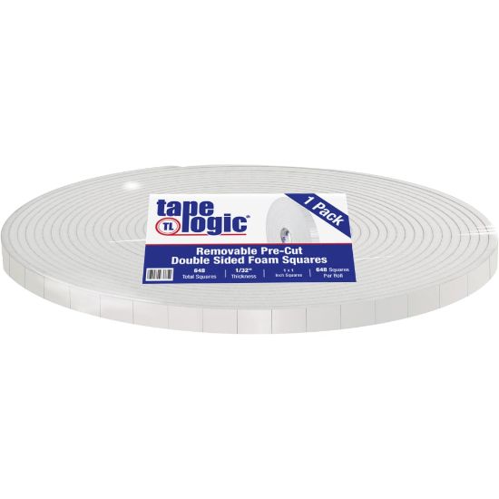 Picture of Tape Logic Removable Double-Sided Foam Squares, 3in Core, 1in x 1in, White, Roll Of 648