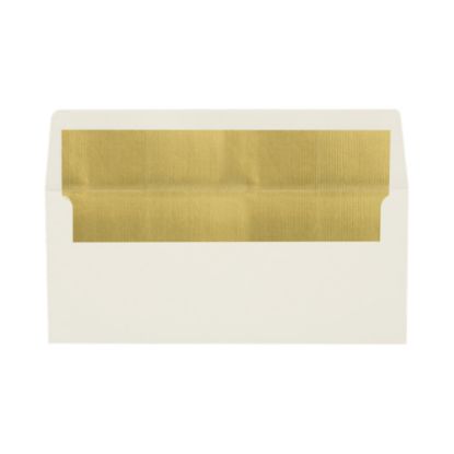 Picture of LUX #10 Foil-Lined Square-Flap Envelopes, Gummed Seal, Natural/Gold, Pack Of 50