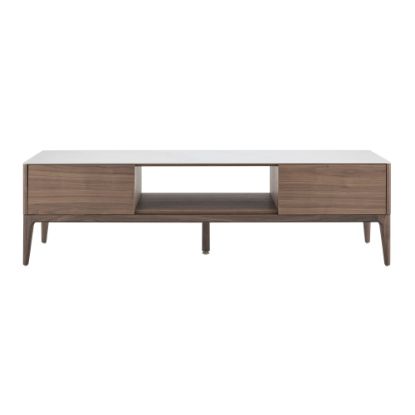 Picture of Eurostyle Haldis Media Stand, 20-1/8inH x 70-3/4inW x 17-3/5inD, White/Walnut